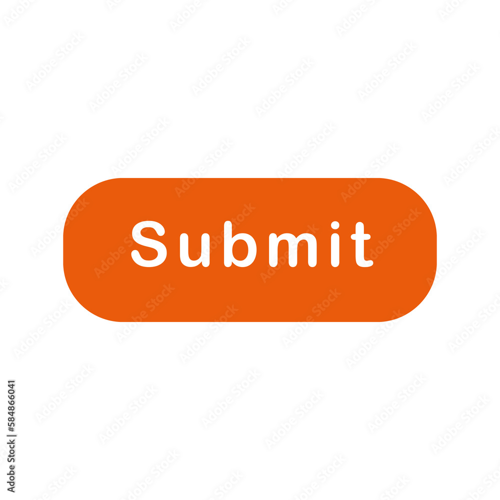 Poster submit button icon isolated on white background. orange submit button for web, ui, app
