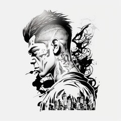 portrait of a yakuza men tattoo