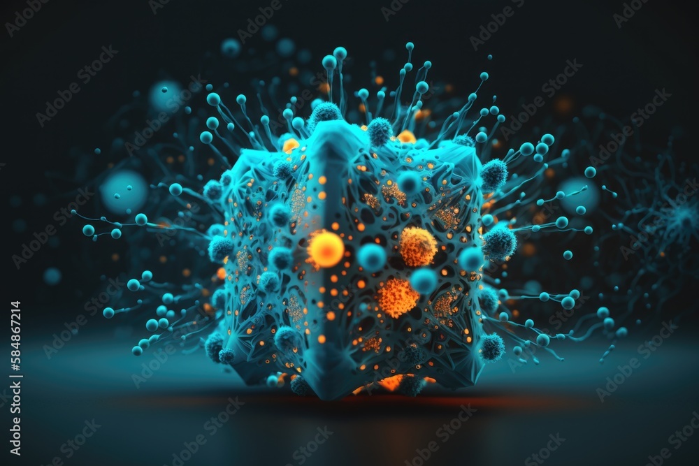Poster a blue and yellow object with bubbles and bubbles on it's surface deep sea trench animation motion g