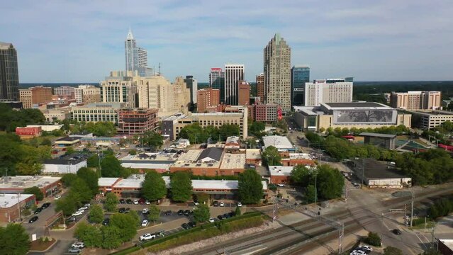 2022 - good aerial of Raleigh North Carolina downtown skyline