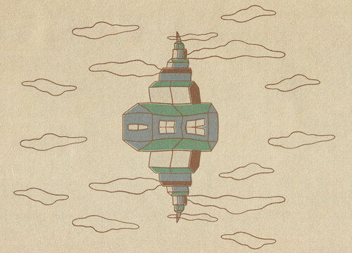 Flying Sky Tower Illustration