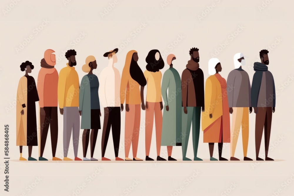 Poster a group of people standing in a line with one man looking at the other zoo animation diversity and i