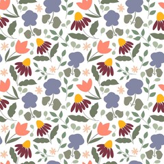 Floral pastel hand drawn repeating pattern