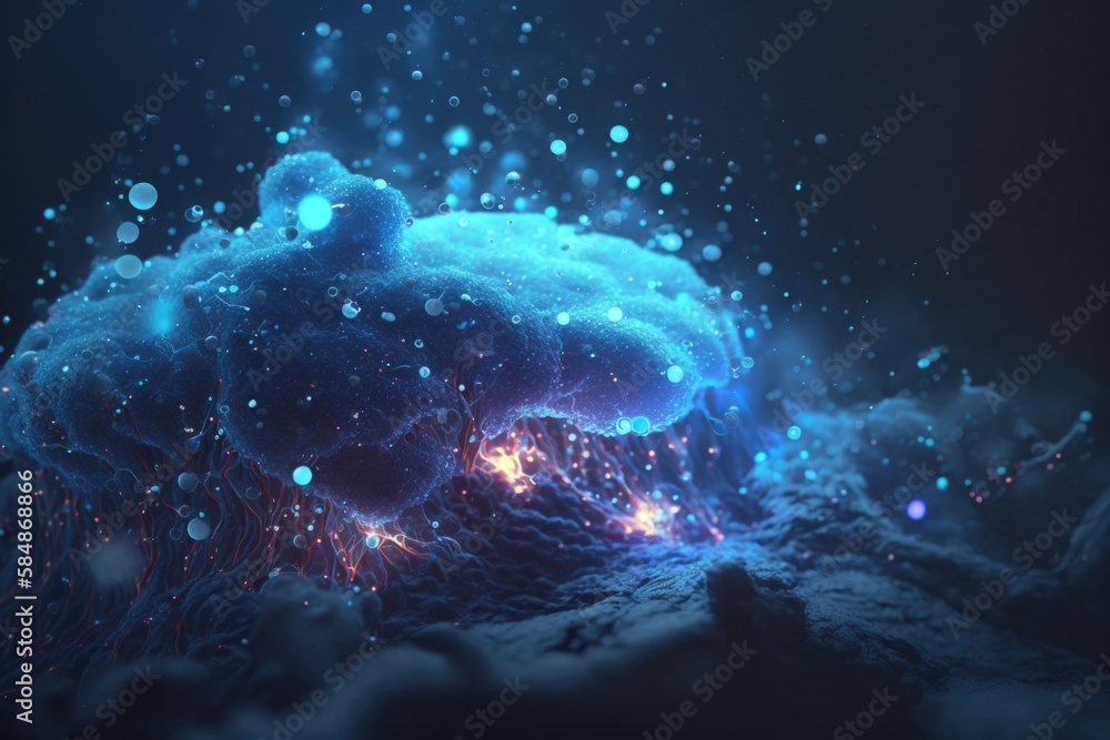 Aufkleber a blue and black background with a large cloud of stars and a blue and white object deep sea trench 