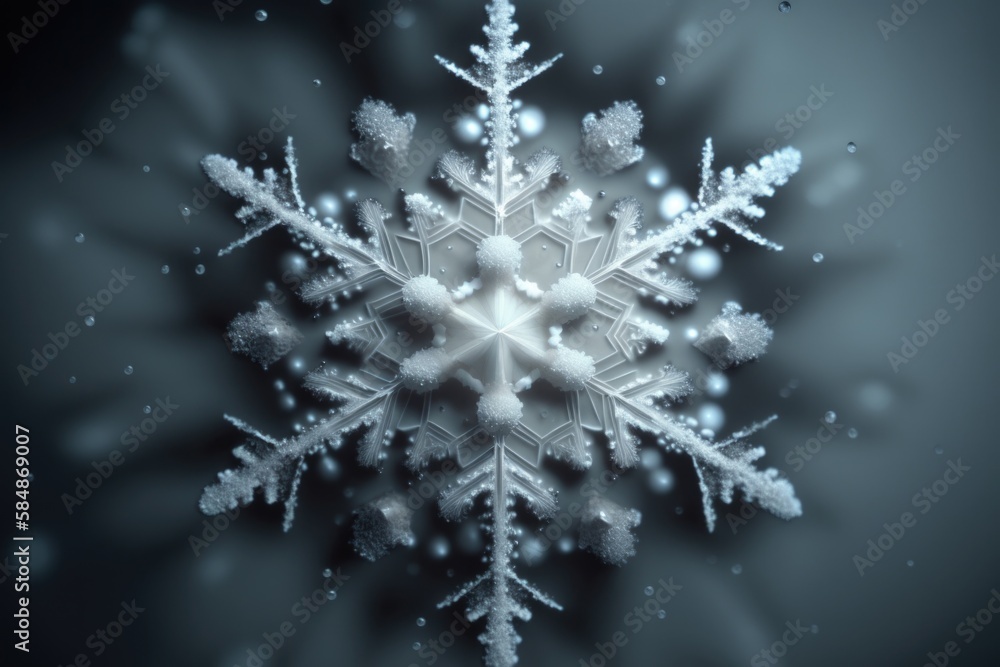 Poster a snowflake is shown in a dark background with white snow flakes tundra macro photography computer g