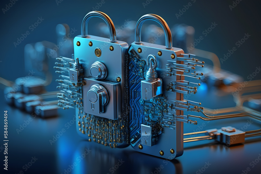 Poster padlock with keyhole icon in personal data security illustrates cyber data or information privacy id