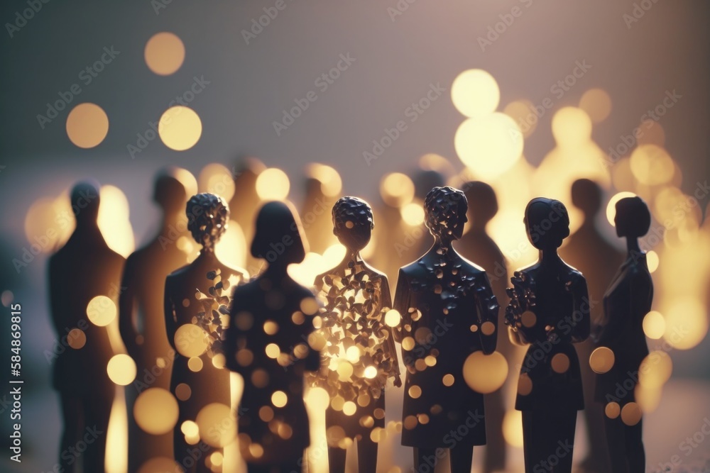 Poster a group of figurines standing next to each other on a table workshop assemblage talent acquisition g