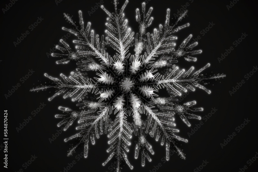 Poster a snowflake is shown in black and white with a black background tundra video art motion graphics gen