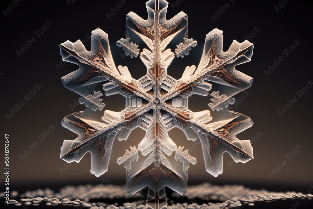 Poster a snowflake is shown in the middle of a black background snowy mountain peak macro photography scien