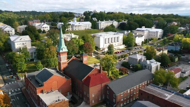 2022 - good aerial shot of Staunton, Virginia and Mary Baldwin University campus.