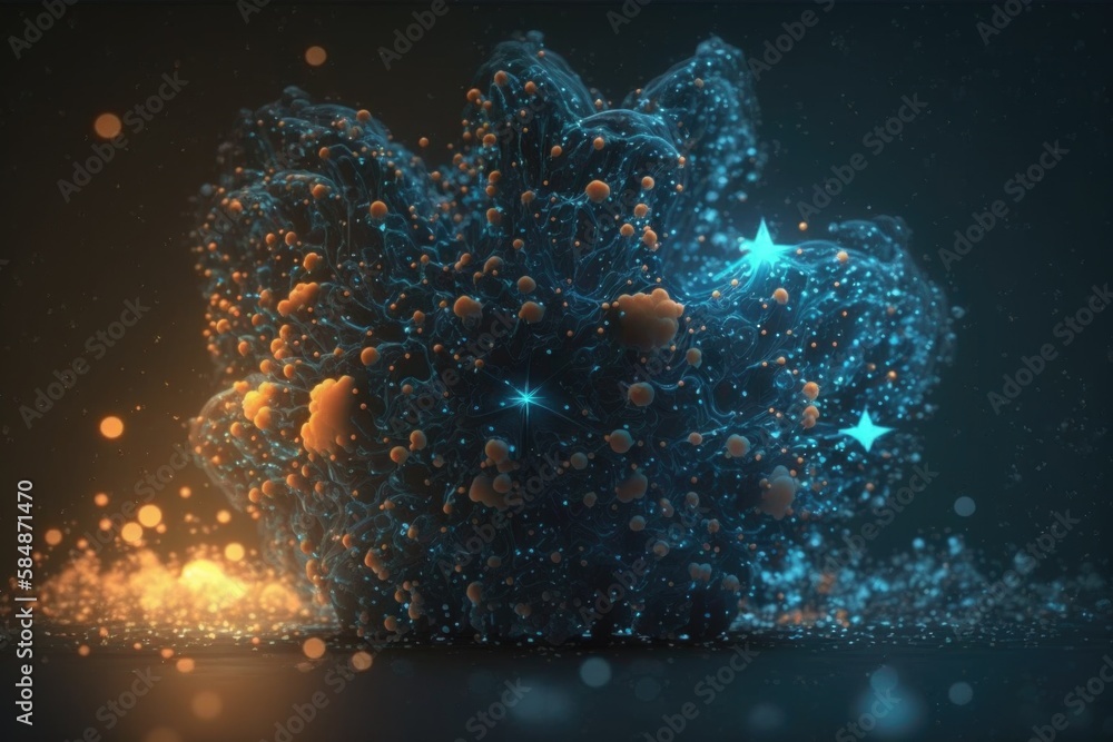Poster a blue and yellow abstract background with stars and bubbles in the air deep sea trench animation mo