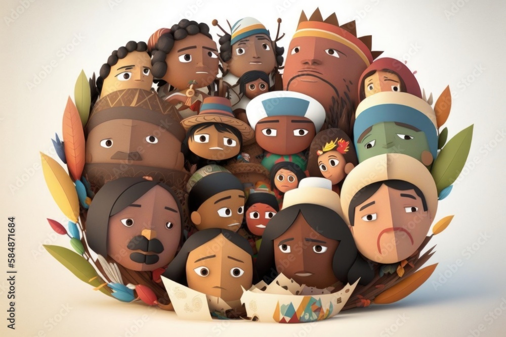 Poster a group of people with different facial expressions in a circle of heads tundra animation animation 
