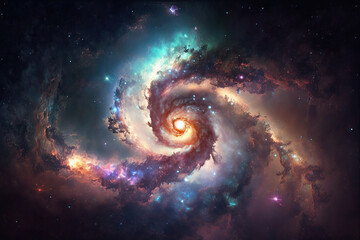 Fototapeta na wymiar Spiral Galaxy. Space with stars generative AI background