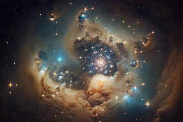 Obraz na płótnie Canvas Cluster of stars. Fantasy galaxy generative AI background