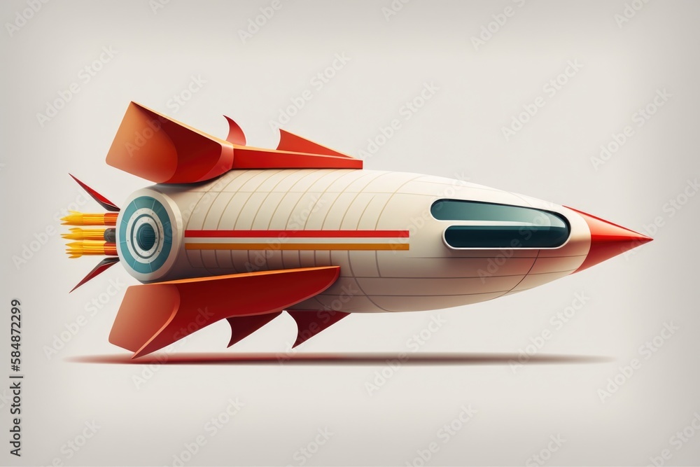 Poster a cartoon style rocket ship with a large eye on the side deep sea trench graphic design motion graph