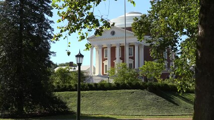 2022 - establishing shot of the Rotunda on the University of Virginia campus, designed and built by Thomas Jefferson.