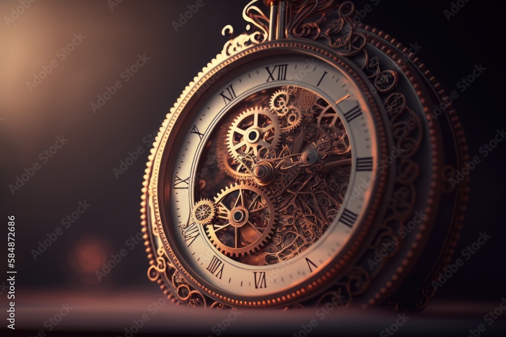 Poster a close up of a clock with a dark background and a light historic clock tower time-lapse photography