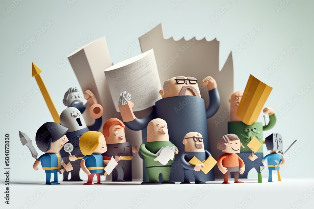 Poster a group of people with paper and scissors in front of a giant piece of paper workshop paper cutting 