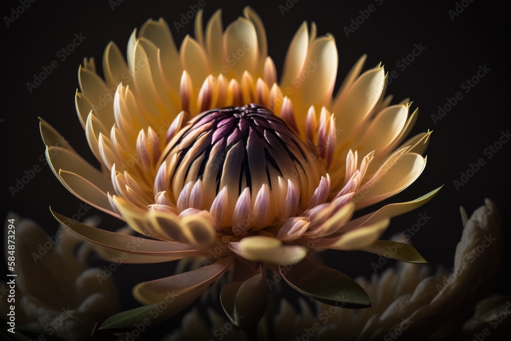 Poster a large yellow flower with a dark background in the background is a dark background savanna macro ph