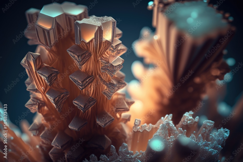 Aufkleber a close up of a bunch of snow flakes on a table lunar landscape macro photography motion graphics ge