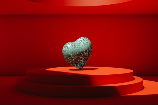 Heart on red background for Valentine's day