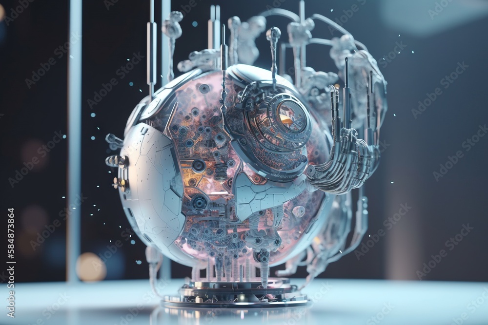 Poster a futuristic object with a lot of gears and gears on it factory animation motion graphics generative