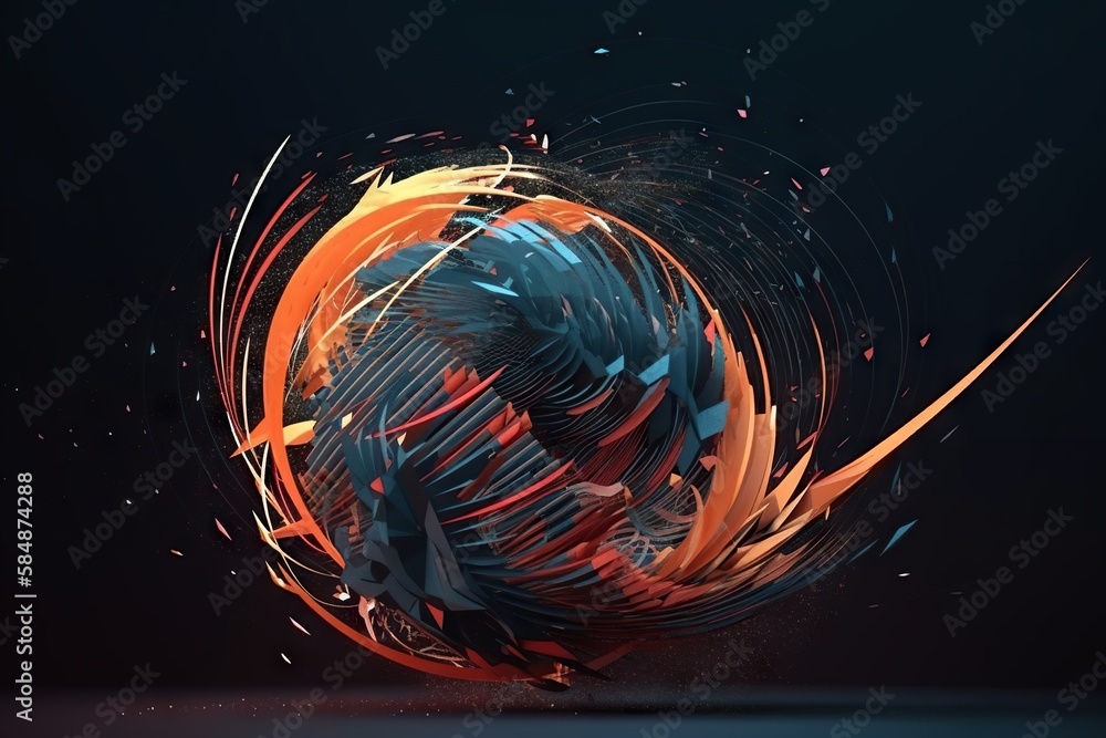 Aufkleber a colorful abstract design with a dark background and a black background deep sea trench kinetic art