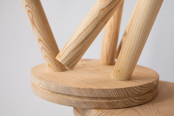 Close up of Wooden Chairs Stacked One On To Another 