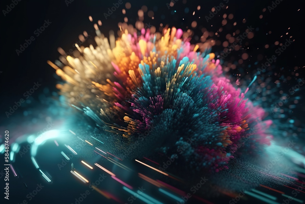 Poster a colorful object is shown in the dark with lights coming out deep sea trench animation motion graph