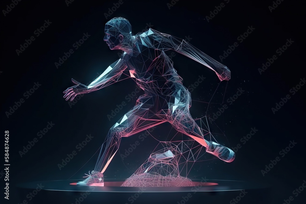 Poster a man is running on a platform with a neon light on it sports bar animation motion graphics generati