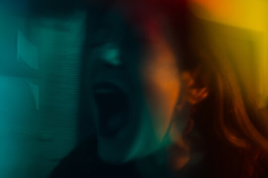 Cry for help, scared woman