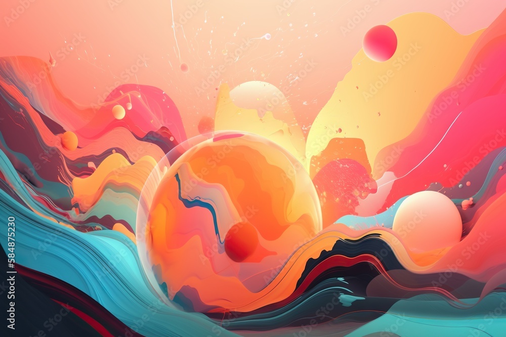 Aufkleber a colorful abstract painting with a lot of different colors and shapes lunar landscape color field p