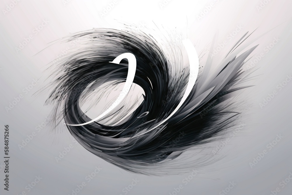Aufkleber a black and white photo of a swirl of feathers on a gray background river calligraphy motion graphic