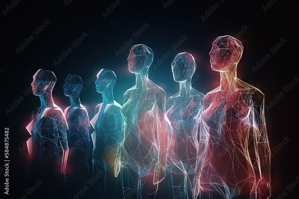 Poster a group of people standing in a line with their backs turned to the camera nightclub animation motio