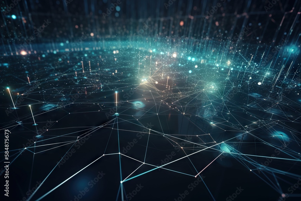 Poster A Dark Background With A Lot Of Lines And Dots In It Deep Sea Trench Animation Supply Chain Optimization Generative AI 
