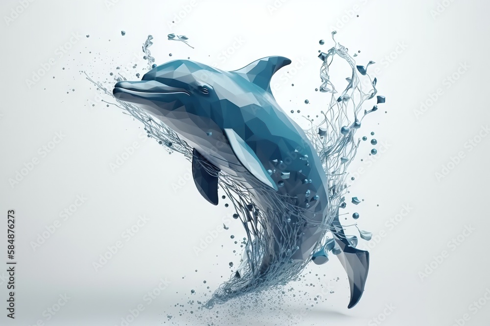 Poster a dolphin is jumping out of the water with bubbles on it aquarium graphic design motion graphics gen