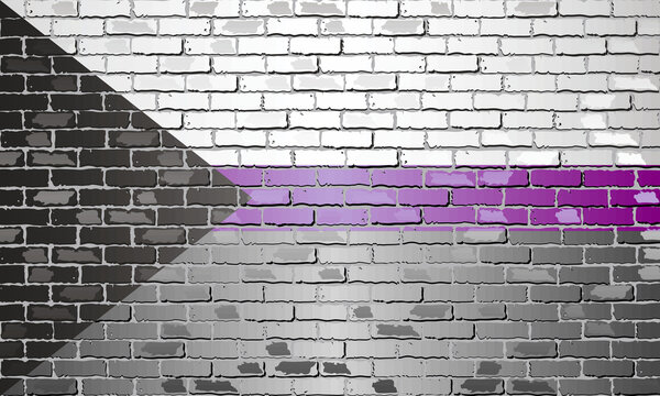 Demisexual pride flag on brick wall - illustration, 
Symbol of Demisexual community