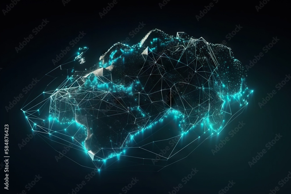 Poster a map of the world with a network of lights on it deep sea trench animation motion graphics generati