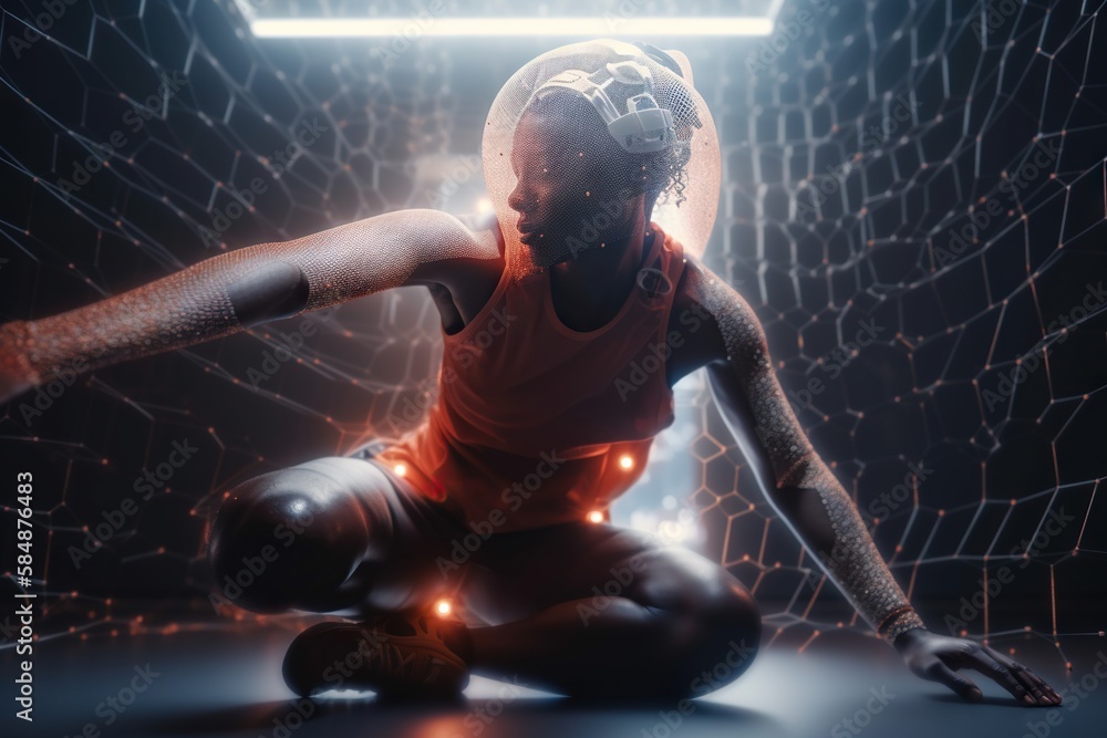 Poster A Man In A Red Shirt Is Kneeling Down In A Room With A Spider Web Net Workshop Animation Motion Graphics