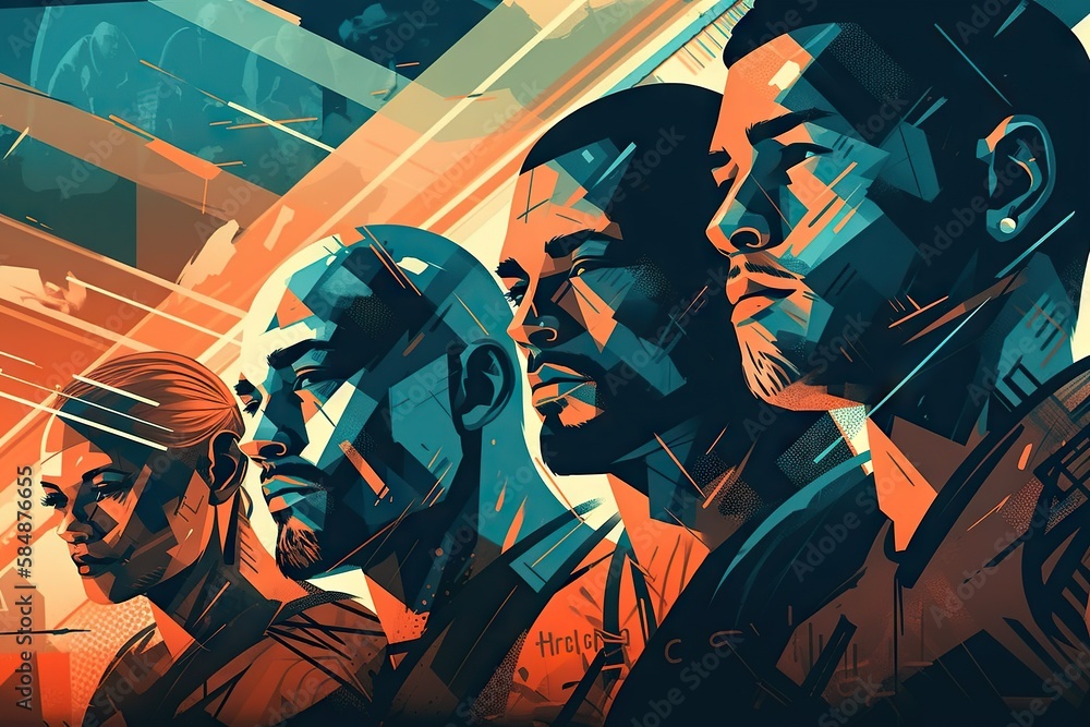 Poster a group of men standing next to each other in front of a building zoo typography poster design