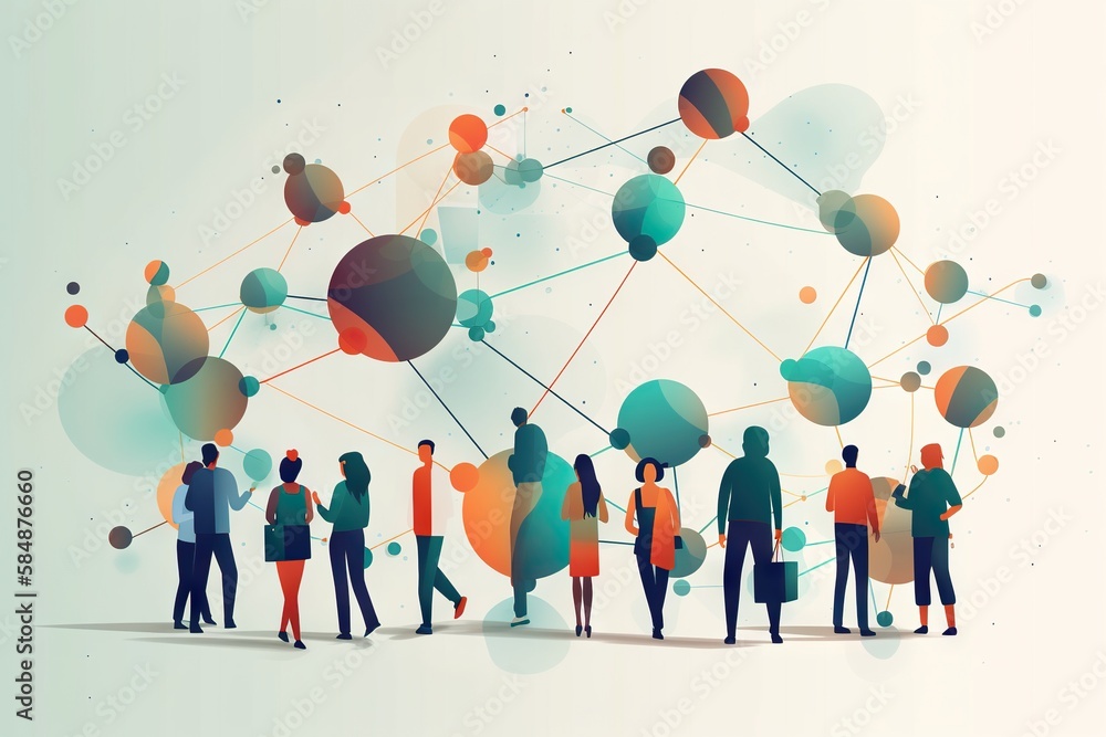 Poster A Group Of People Standing In Front Of A Colorful Background With Circles Workshop Graphic Design Hr Analytics Generative AI 