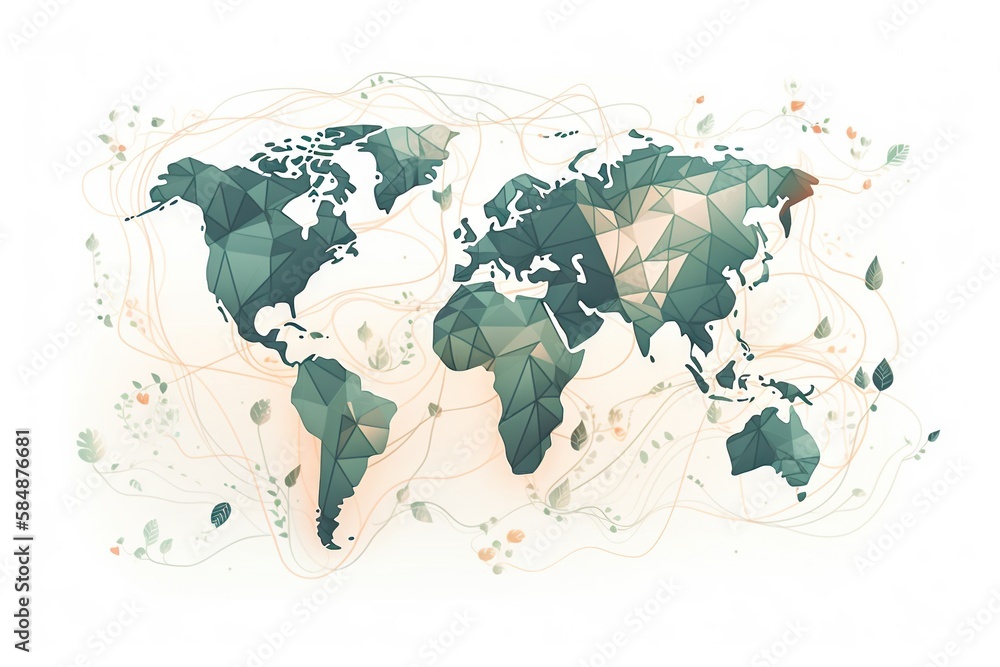 Poster a world map with a white background and a green triangle map deep sea trench panoramic photography s
