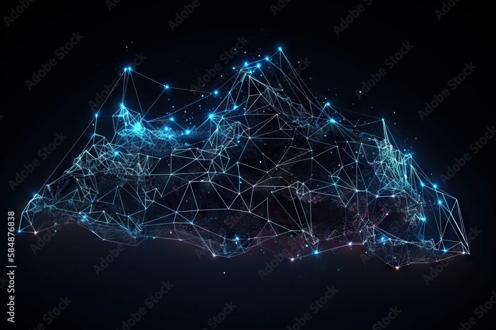 Aufkleber a mountain with a network of lights on it's side deep sea trench animation supply chain optimization