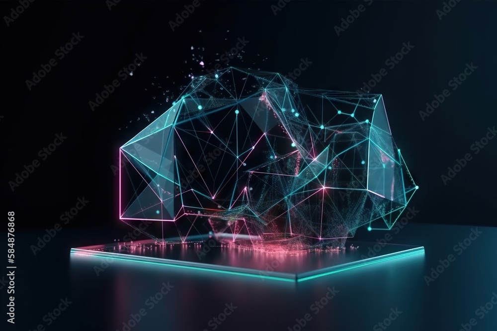 Poster a futuristic object with a neon light on it's surface deep sea trench video art motion graphics gene