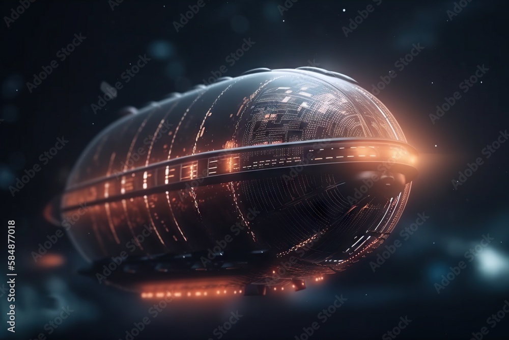 Poster a futuristic object with a glowing light in the middle of it grain silo animation motion graphics ge