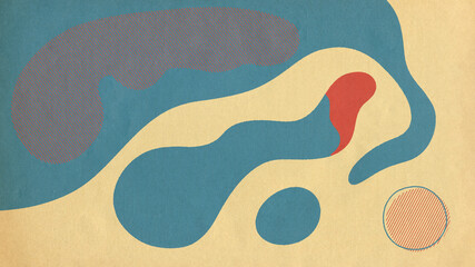 Abstract Jazz Collage Illustration With Soft Underwater Shapes 