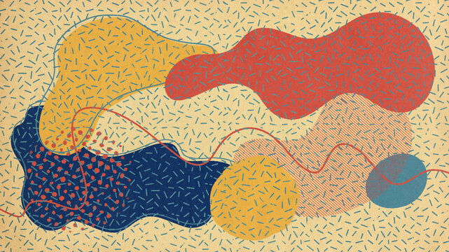 Abstract Jazz Collage Illustration With Soft Playful Shapes 