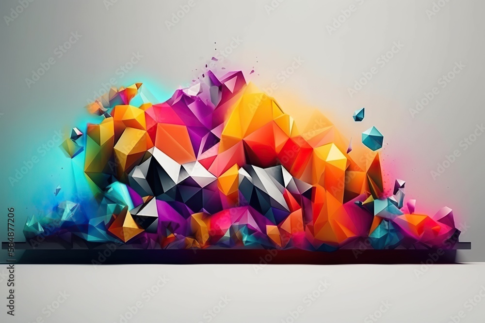 Aufkleber a colorful abstract artwork with a lot of shapes on it's surface graffiti wall graphic design motion