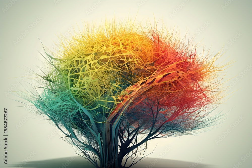 Poster a colorful tree with a white background and a rainbow colored tree workshop graphic design natural l