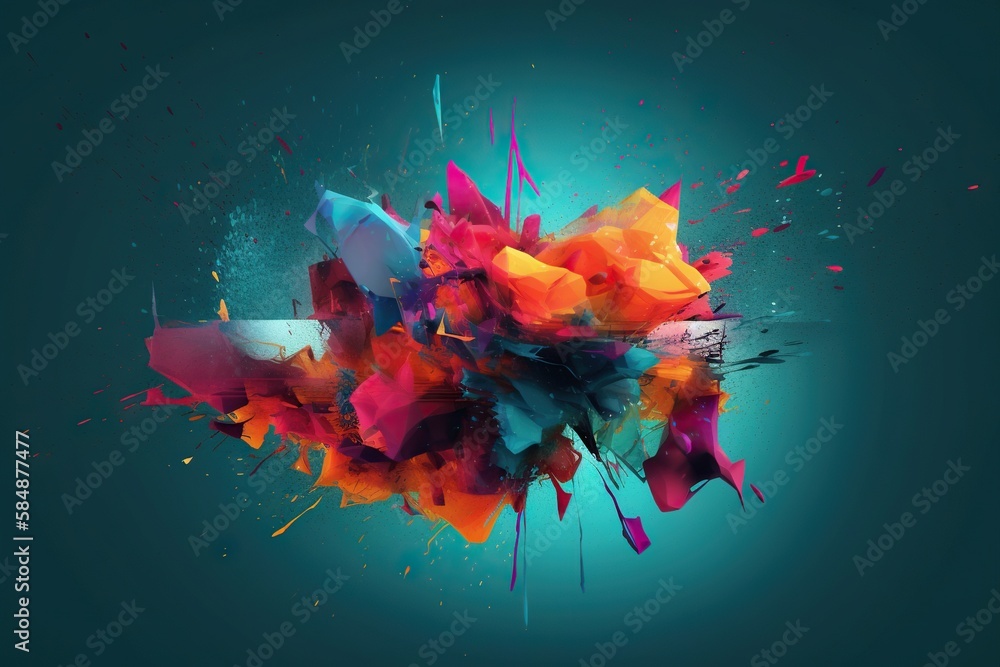 Aufkleber a colorful abstract artwork piece on a blue background with a black background graffiti wall abstrac